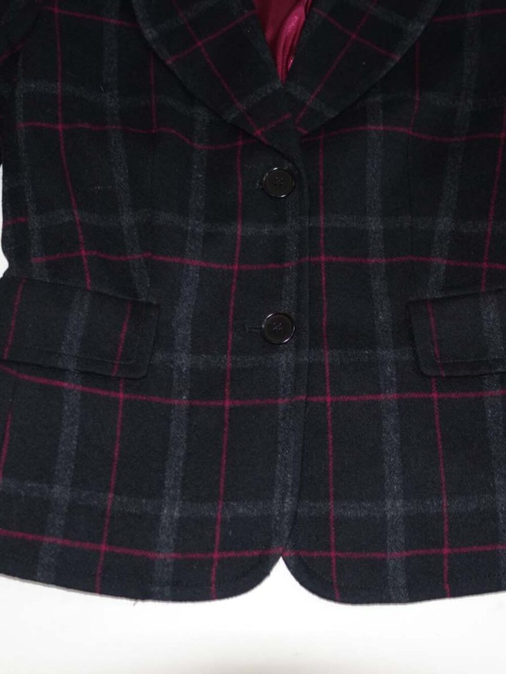 Talbots Women's 2 Button Blazer Jacket Size 6 Petite Black Gray Purple Wool 6P - Picture 2 of 7